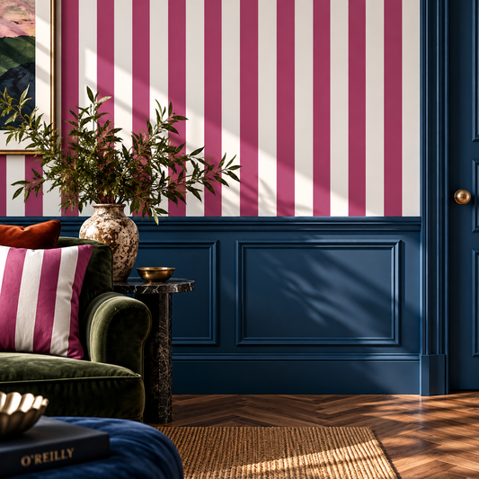 O’Reilly Raspberry Stripe Wallpaper
