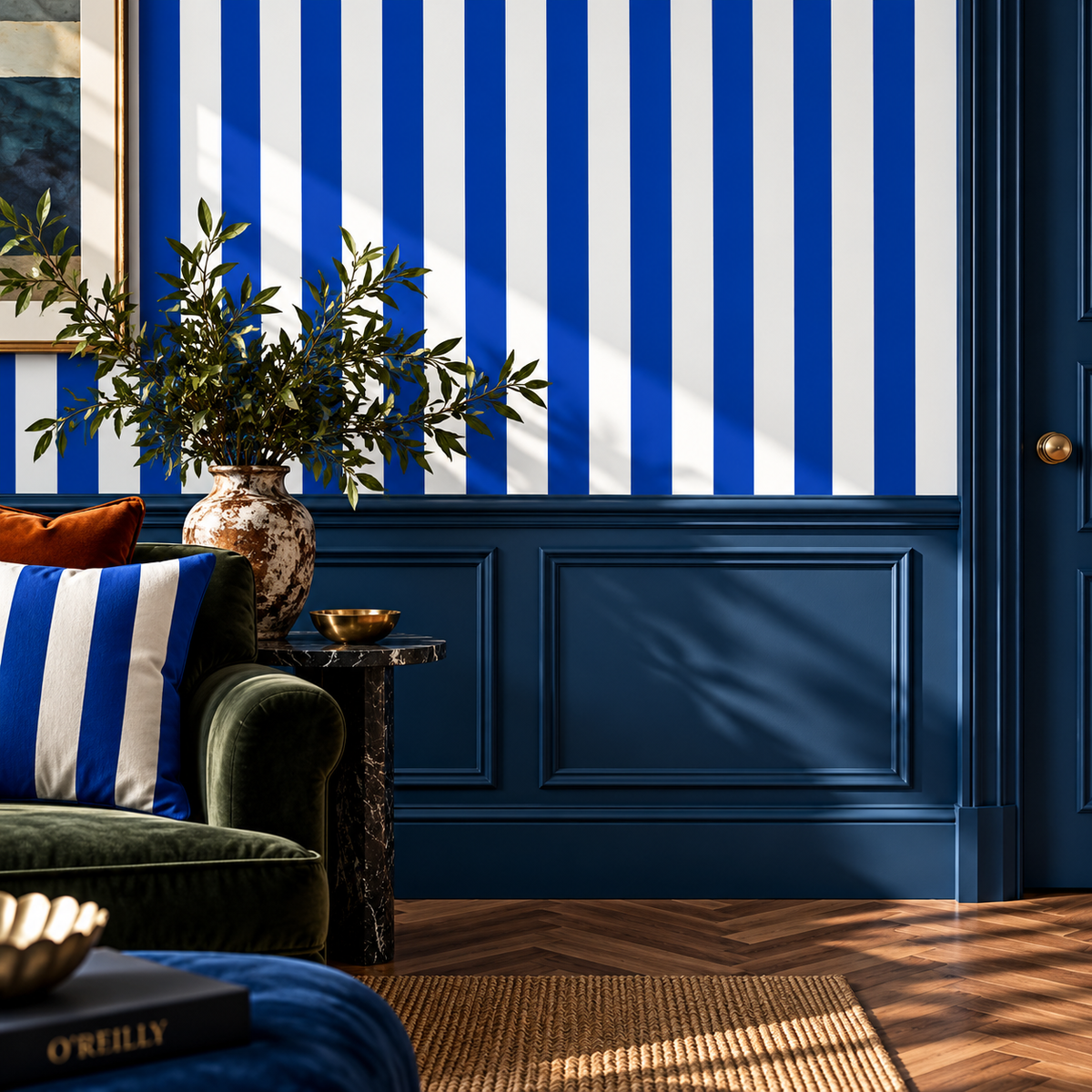 O’Reilly Cobalt Blue Stripe Wallpaper