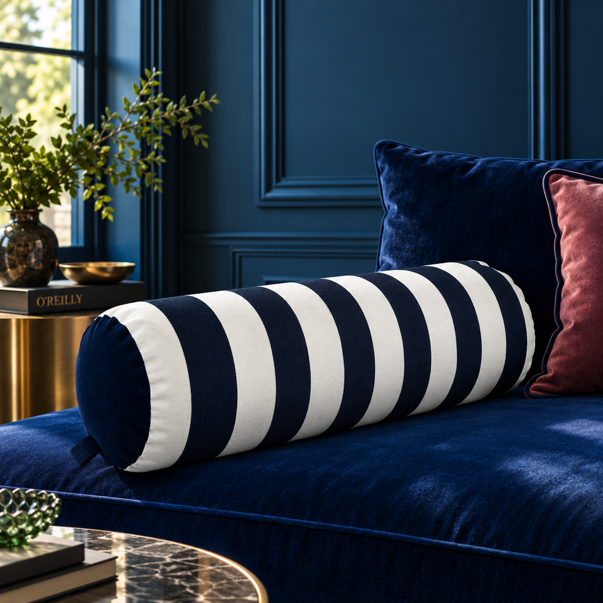 O’Reilly Blue Stripe XL Bolster Cushion